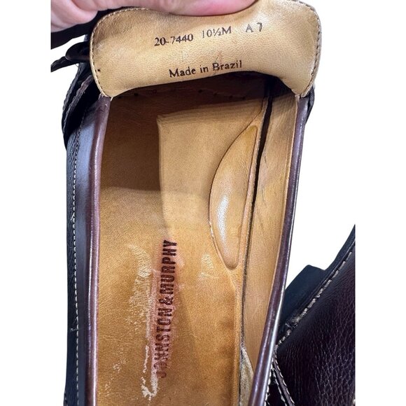 Johnston & Murphy Mens 10.5 M Brown Leather Slip On Tassel Dress Loafers - Picture 9 of 9